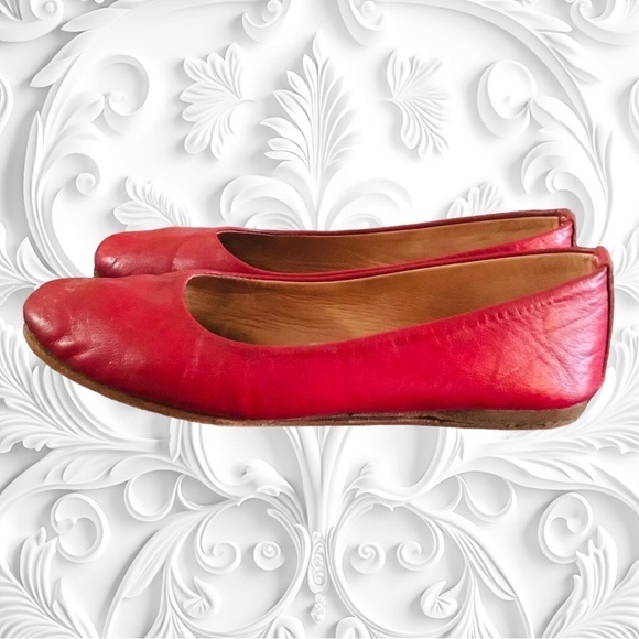 Red Leather Ballet Flats - Picture 2 of 5